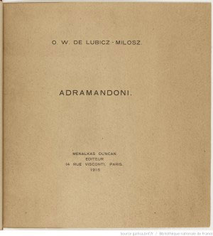 Adramandoni / O. W. de Lubicz - Milosz - 1918
