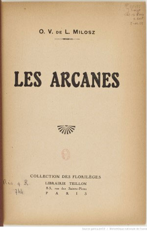 Les Arcanes / O. V. de L. Milosz - 1927