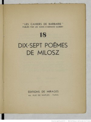 Dix-sept poëmes de Milosz - 1937